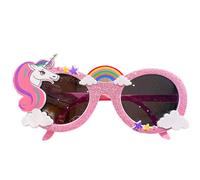 JchEnye Occhiali da sole per feste per bambine, occhiali da sole rosa glitterati con unicorno per bambini dai 3 ai 10 anni, decorazioni per feste per bambini con unicorni