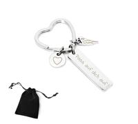 JchEnye Portachiavi Angelo Custode con custodia in velluto nero, portachiavi Lucky Charms a forma di cuore, portachiavi da donna per auto, migliore amica, madre, ragazza, Natale, compleanno