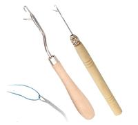 JchEnye Set di 2 Uncini d'outils Artigianali, Uncini in Legno, Uncini con Manico in Legno e Uncini con Motivi a feritoie.per progetti di ampliamento del Tricot e per l'artigianato.