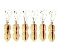 JchEnye Set di 6 portachiavi antistress a forma di nocciolina morbida, divertenti portachiavi e ciondoli per cellulari per bambini, morbidi giocattoli antistress a forma di capsula di nocciolina