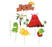 JchEnye Set di decorazioni per torte con dinosauri, 8 pezzi Decorazioni per torte di compleanno con dinosauri dei cartoni animati Decorazioni per feste per bambini per dolci e dessert