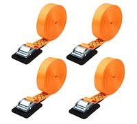 JCHL - Fascette per cavi riutilizzabili in microfibra, gancio e passante, 5 m, colore: nero Arancione-confezione da 4