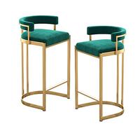 JCjoN Sgabello Bar Verde 2 Pezzi, Sgabello Bar Alto con Schienale, Sgabello Bar Imbottito Senza bracciolo, Sgabello Bar Domestico in Velluto, Sgabello Bar Porta 200 kg