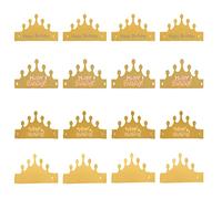 JCKD 16 pezzi Cappello di corona di compleanno regolabile in carta d'oro, cappello di corona di festa per i bambini e gli adulti per festeggiare il compleanno cappello decorativo (4 tipi)