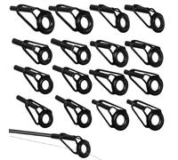 JCKD 16 Pezzi Cimino Canna da Pesca Ricambio, Anelli di Guida di Pesca di Ricambio in Ceramica in Acciaio Inox Acciaio Inossidabile Anelli Spinning Canna da Pesca Kit,Pesca Accessori(nero)