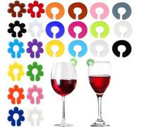 JCKD 24 pcs Marcatori Colorati in Silicone per Bicchieri da Vino, Marcatori di Vetro Riutilizzabili per la Vita Quotidiana e le Feste, Bicchieri da Champagne e Cocktail