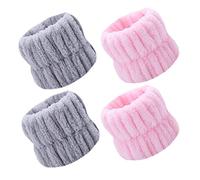 JCKD 4 pezzi polsino cura della pelle, Flanella assorbente Wash Band Microfibra asciugamano polsino per le donne e le ragazze, trucco, Spa, bagno, yoga, polsino sport (rosa, grigio)