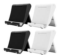 JCKD 4 pezzi Supporto da scrivania regolabile e pieghevole in plastica per tablet da 6 a 11 pollici, compatibile con iPhone Samsung Galaxy Android Tutti gli smartphone Supporto desktop(2 Nero/2Bianco)