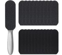 JCKD Rimuovi pelle morta professionale, scrubber per piedi in acciaio inossidabile con 20 pezzi di carta vetrata (grossolana/fine), cuscinetto per scrubber per piedi di facile sostituzione su due lati