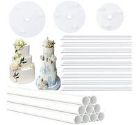 JCKD Supporti per Torta Piani,3 tavole per torte (9/12/16 cm), 18 tasselli spessi per torte, alzata per torte riutilizzabile per realizzare e impilare torte a più livelli