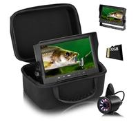 JCKJWL Telecamera Subacquea da Pesca, 7'', 1200 TVL, con Staffa, Luce da 24 Pezzi, 4500 mAh per Lago, Barca(15m with DVR)