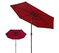 JCNAGXY 2.7m Outdoor Sun Umbrella, Round Patio Umbrella Parasol with Tilt Function, Wine Red, Dark Green, Beige, Khaki, for Beach, Pool, Patio Gardens, Courtyards, Terraces, Sunshade Shelter