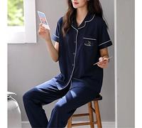 JCNAGXY Abbigliamento per la casa Taglie Forti Sottili da Donna in Cotone Estate in Cotone Pantaloni di Cotone Cardigan