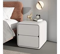 JCNAGXY Comodino in Pelle Bianco per Camera da Letto, Comodino di Lusso Leggero con 2 Cassetti Non è Necessario Installare, Comodino Minimalista Piccolo Armadietto di Stoccaggio in Legno