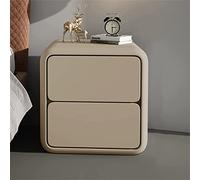 JCNAGXY Comodino in Pelle Bianco per Camera da Letto, Comodino di Lusso Leggero con 2 Cassetti Non è Necessario Installare, Comodino Minimalista Piccolo Armadietto di Stoccaggio in Legno