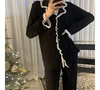 JCNAGXY Donne Ruffles Pajama Pajama Set Tims Lungo PANTANI FUSH Long SLINE Abbigliamento del sotto Mente SNEGLIO FEMICHE