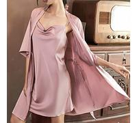 JCNAGXY Female Pajamas Sets Summer for Women Casual Turn-Down Collar Shirt Long Sleeve Top Long Pants Sleepwear