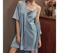 JCNAGXY Female Pajamas Sets Summer for Women Casual Turn-Down Collar Shirt Long Sleeve Top Long Pants Sleepwear