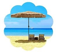 JCNAGXY Hawaiian 2.7m Beach Imitation Straw Thatched Patio Garden Umbrella Sun Shade Crank Handle Natural Color