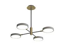 JCNAGXY lampadario a LED dimmerabile Nordic garwarm 4 luci Sputnik Illuminazione a Sospensione plafoniera in Legno massello per Camera da Letto Soggiorno Sala da Pranzo-Grigio - Luce Tricolore 4