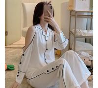 JCNAGXY Set di Pigiami Femminile per Estivo per Donne a Turno Casual Camicia a Manica Lunga Pantaloni Lunghi Pantaloni da Notte