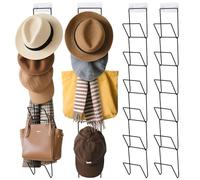 Jcocylse Set di 12 supporti per cappucci con 2 ganci - Supporto da parete per cappelli da baseball, sciarpe e parrucche - Multifunzionale per porta, armadio e parete - Cappellino organizer per riporre