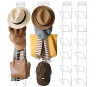 Jcocylse Set di 12 supporti per cappucci con 2 ganci - Supporto da parete per cappelli da baseball, sciarpe e parrucche - Multifunzionale per porta, armadio e parete - Cappellino organizer per riporre
