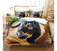 JCOUSDAEO 3 Pezzi Black Panther Set Di Biancheria Da Letto Stampa 3d Morbida Microfibra Con Chiusura A Strappo Decorazione Per La Camera Da Letto Per Ragazzi E Ragazze Super King（260x220cm）