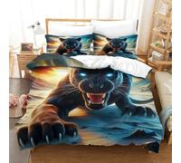 JCOUSDAEO 3 Pezzi Black Panther Set Di Biancheria Da Letto Stampa 3d Morbida Microfibra Copripiumino Con Cerniera Decorazione Per La Camera Da Letto Per Ragazzi E Ragazze Double（200x200cm）