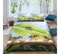 JCOUSDAEO Ants on leafcopripiumino microfibra morbida 3 Pezzi stampa 3D con cerniera Nature wildlife scene Set Di Copripiumino con federe soffice traspirante for ragazzi Double（200x200cm）