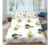 JCOUSDAEO Avocado cute designcopripiumino microfibra 3 pezzi motivo 3D con cerniera Cartoon food pattern Set Di Copripiumino incluso federe aiosa morbida for ragazzi Super king（260x220cm）