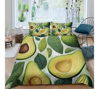 JCOUSDAEO Avocado halvesSet Di Copripiumino microfibra 3 pezzi motivo 3D con cerniera Botanical illust copripiumino con federe traspirante ultra morbido for coppie Single（140x200cm）