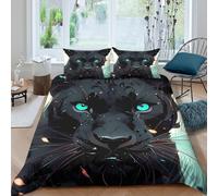 JCOUSDAEO BlackPantherArtSet Di Copripiumino microfibra 3 pezzi motivo 3D con cerniera DigitalFantasyStyle copripiumino con federa soffice ultra morbido for ragazze King（220x240cm）