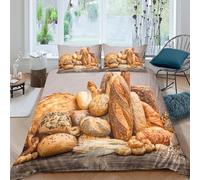 JCOUSDAEO Bread assortmentcopripiumino microfibra morbida 3 pezzi motivo 3D con cerniera Artisan bakery style Set Di Copripiumino con federa traspirante morbida for ragazzi King（220x240cm）