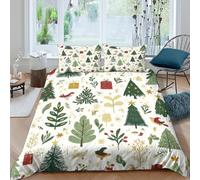 JCOUSDAEO Christmas TreesSet Di Copripiumino microfibra 3 Pezzi stampa di 3D cerniera nascosta Holiday illust copripiumino con federe traspirante ultra morbido for coppie Single（135x200cm）