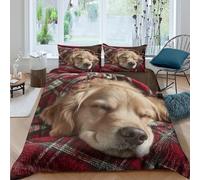 JCOUSDAEO Cozy dog napcopripiumino ultra microfibra Set di 3 Pezzi stampa 3D con cerniera Warm pet bedding style Set Di Copripiumino con federa soffice morbida for ragazzi Single（135x200cm）