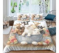 JCOUSDAEO cute baby goatsSet Di Copripiumino microfibra 3 Pezzi stampa di 3D cerniera nascosta farm animal illustration copripiumino con federe traspirante ultra morbido for coppie Double（200x200cm）
