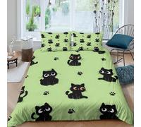 JCOUSDAEO cute black catsSet Di Copripiumino morbida 3 pezzi motivo 3D con cerniera cartoon style design copripiumino con federa soffice for bambini adulti ragazzi Super king（260x220cm）