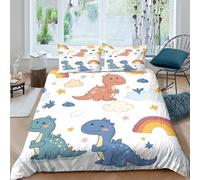 JCOUSDAEO Cute dinosaur kidsSet Di Copripiumino ultra microfibra 3 Pezzi stampa 3D con cerniera Cartoon baby dinosaur copripiumino con federe soffice ultra morbido for ragazze Double（200x200cm）