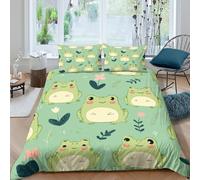 JCOUSDAEO cute frogscopripiumino morbida microfibra 3 pezzi motivo 3D con cerniera kawaii cartoon style Set Di Copripiumino con federe per cuscini morbido e comodo for adulti Super king（260x220cm）