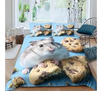 JCOUSDAEO cute hamsterSet Di Copripiumino microfibra 3 Pezzi stampa di 3D cerniera nascosta food snack style copripiumino con federa soffice ultra morbido e traspirante for bambini Double（200x200cm）