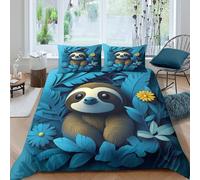 JCOUSDAEO Cute sloth artcopripiumino microfibra morbida 3 pezzi motivo 3D cerniera nascosta Paper cut style illust Set Di Copripiumino incluso federe per cuscini aiosa for adulti Single（140x200cm）