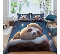 JCOUSDAEO Cute sloth sleepingSet Di Copripiumino ultra microfibra 3 Pezzi stampa 3D con cerniera nighttime cartoon copripiumino con federe traspirante ultra morbido for ragazze King（220x240cm）