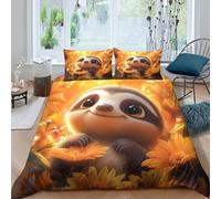 JCOUSDAEO Cute slothSet Di Copripiumino morbida 3 Pezzi stampa 3D con cerniera Cartoon animal illustration copripiumino incluso federe aiosa for bambini adulti ragazzi Double（200x200cm）