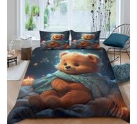 JCOUSDAEO cute teddy bearSet Di Copripiumino ultra microfibra 3 Pezzi stampa di 3D con cerniera nighttime cozy style copripiumino incluso federe aiosa ultra morbido for ragazze King（220x240cm）