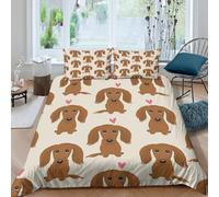 JCOUSDAEO Dachshund puppiesSet Di Copripiumino morbida microfibra 3 pezzi motivo 3D con cerniera cute cartoon style copripiumino incluso federe aiosa ultra morbido for ragazze Super king（260x220cm）