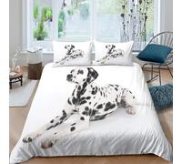 JCOUSDAEO Dalmatian dogcopripiumino ultra microfibra Set di 3 Pezzi stampa 3D con cerniera Pet-friendly style Set Di Copripiumino incluso federe aiosa morbida for adolescenti Super king（260x220cm）