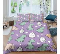 JCOUSDAEO Dinosaur babySet Di Copripiumino ultra microfibra 3 pezzi motivo 3D con cerniera Cartoon cute style copripiumino con federe traspirante ultra morbido for ragazze Single（135x200cm）