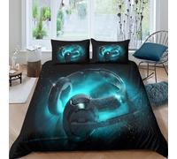 JCOUSDAEO Gaming headsetcopripiumino ultra microfibra 3 pezzi motivo 3D con cerniera Modern tech design Set Di Copripiumino con federa soffice morbida for adolescenti Super king（260x220cm）