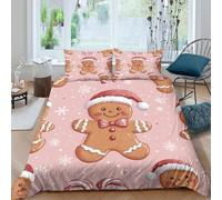 JCOUSDAEO gingerbread-manSet Di Copripiumino morbida 3 Pezzi stampa 3D con cerniera christmas-themed-pattern copripiumino incluso federe aiosa for bambini adulti ragazzi Super king（260x220cm）